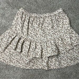 Madewell Floral Ruffle Mini Skirt | Size Small | 100% Cotton